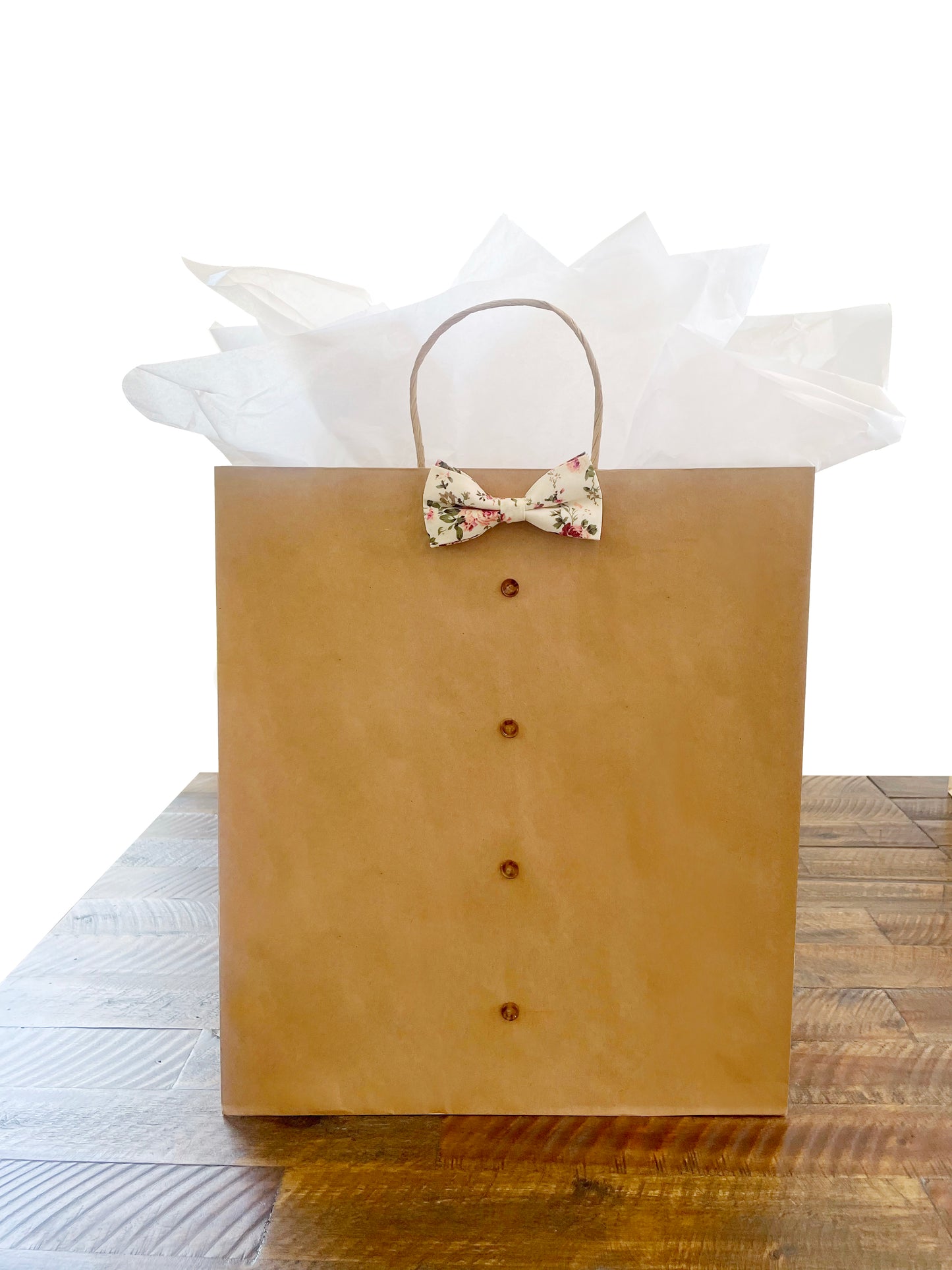 Floral And Cream Bow Tie Gift Bags